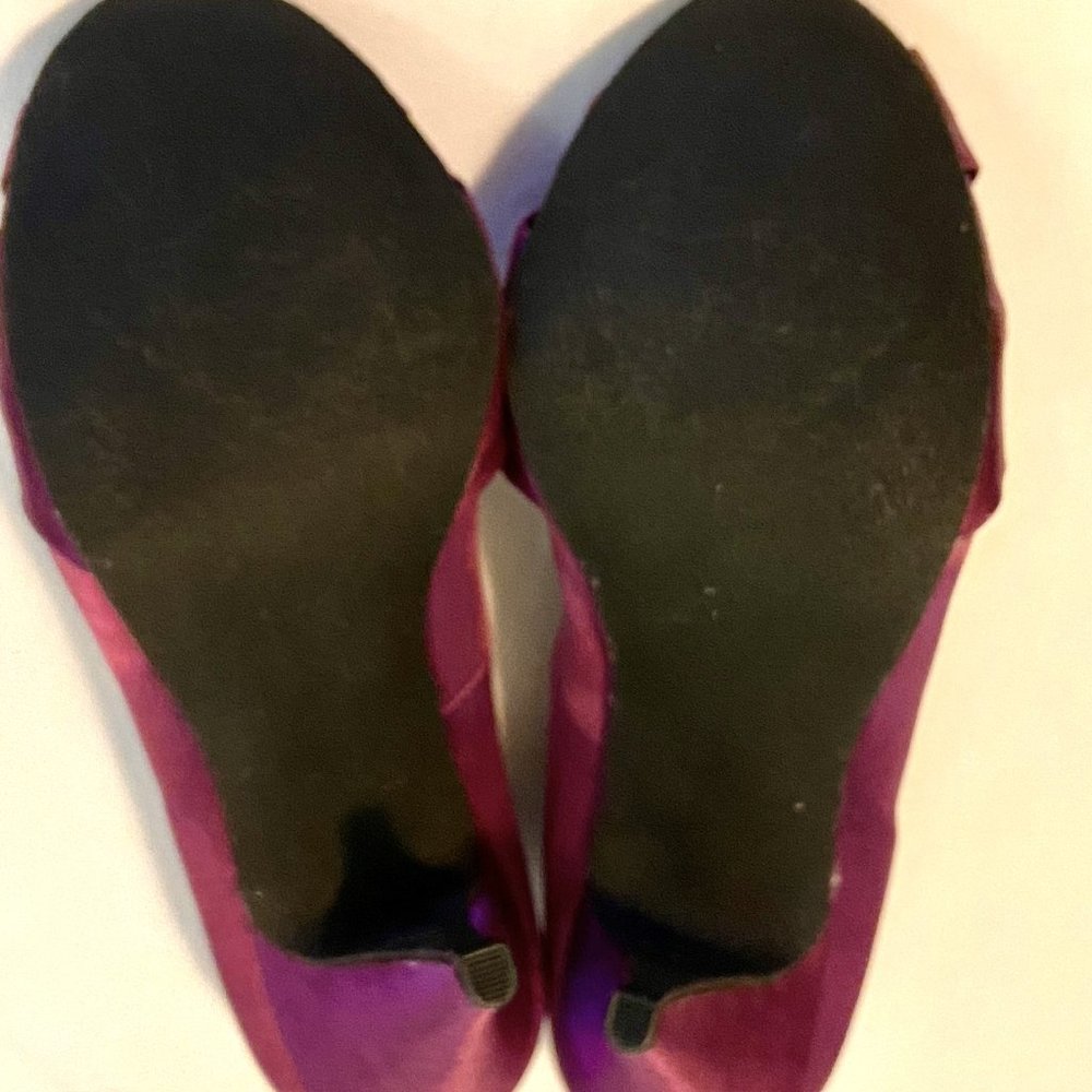 Rocket Dog Satin Leopard Print Knotted Low Toe Heeled Pump Purple Tonal 6.5M - Picture 9 of 13